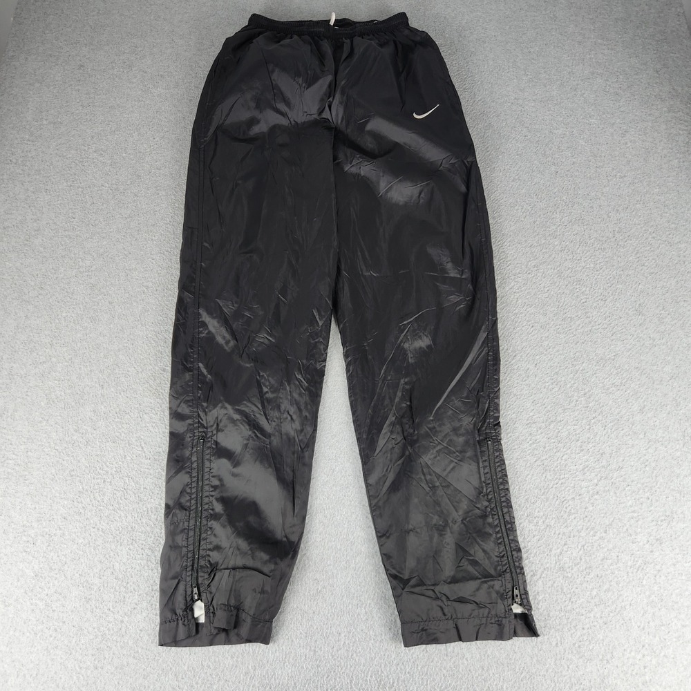 Nike Track Pants Women Small Black Lined Windbreaker Athletic Workout Ankle Zip